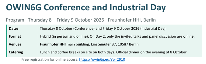 You are currently viewing OWIN6G Conference and Industrial Day Schedule